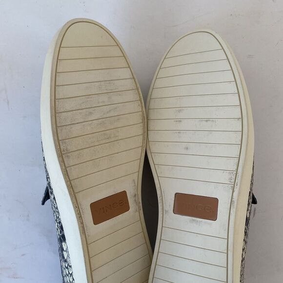 Vince Black Snakeskin Embossed Leather Slip-On Sneakers Sz 7.5 Luxury Minimalist - Picture 7 of 9